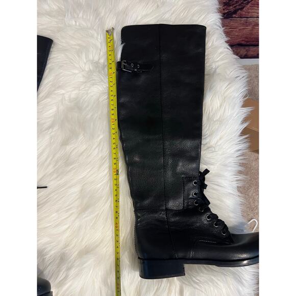 Vero Cuoio Italian Black Leather Made in Italy Knee High Lace Up Boots Size 7.5 - Picture 7 of 9